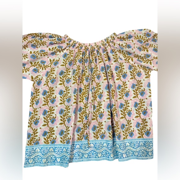 SZ Blockprints Essa Print Tracy Top in Camel Made In India Size Small - Picture 8 of 12